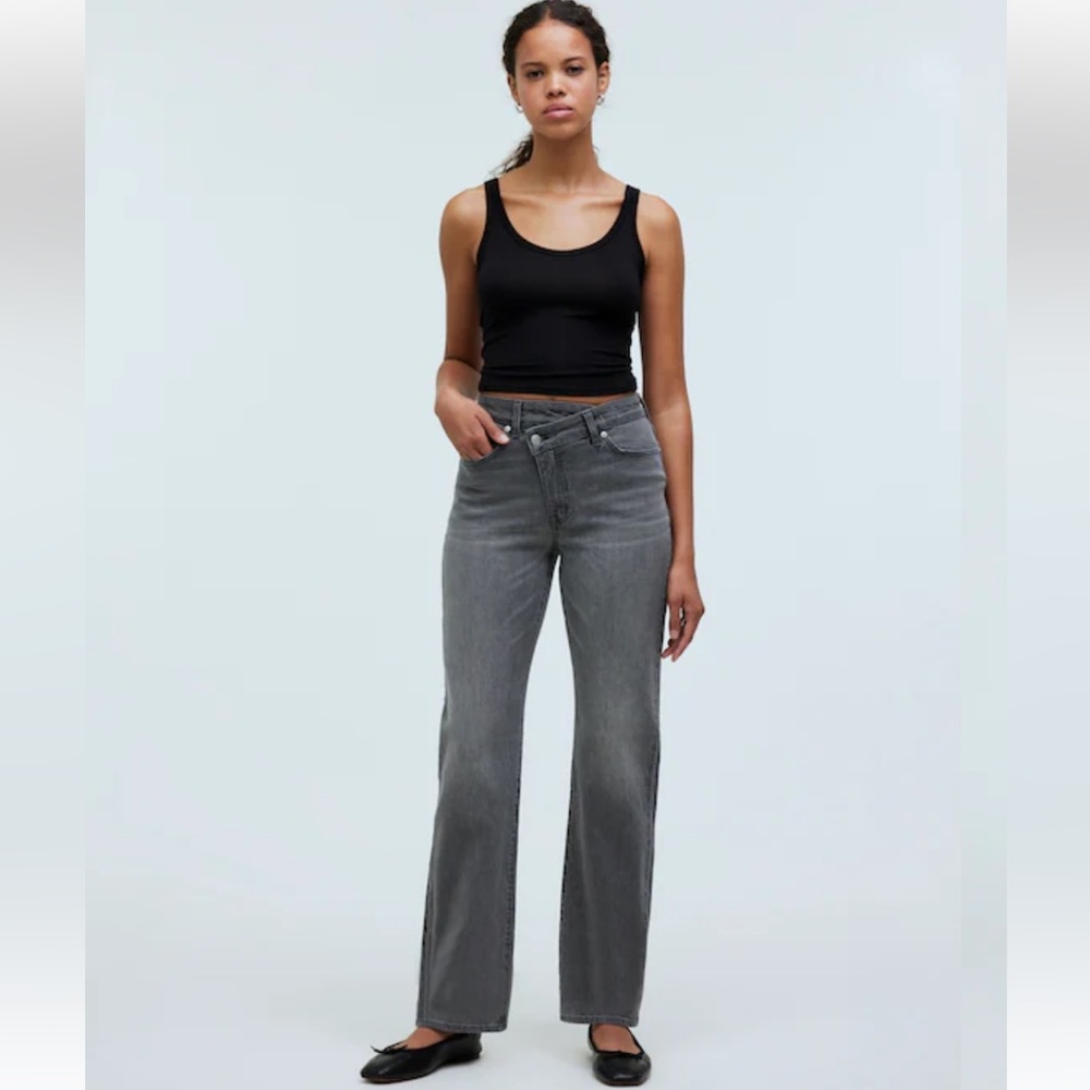 Madewell The 90’s Straight Jeans Crossover Tab Gray Black Sz 29